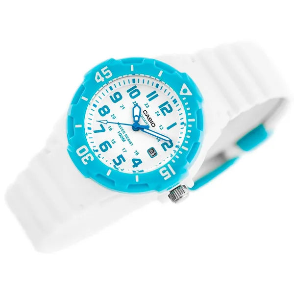 Casio LRW-200H-2BV gyerek karóra, fehér szíj, WR100, kvarc, 33 mm