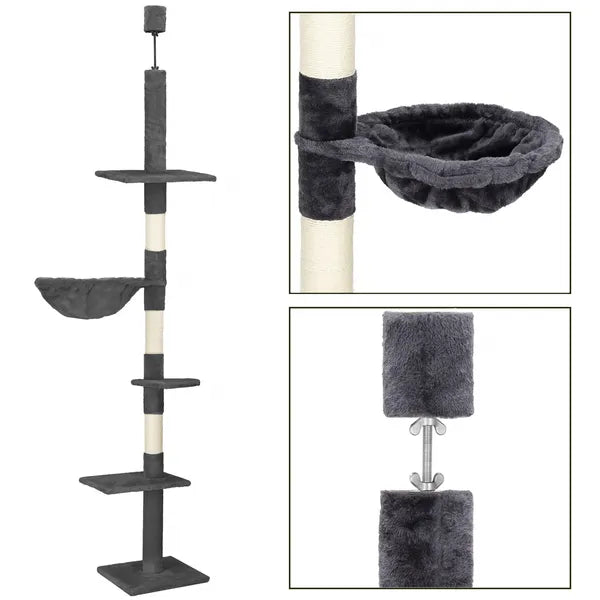 Springos® macskatorony 5 szintes, sötétszürke/bézs