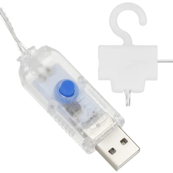 110 LED meleg fehér függő fényfüzér, USB, 3 m, beltéri