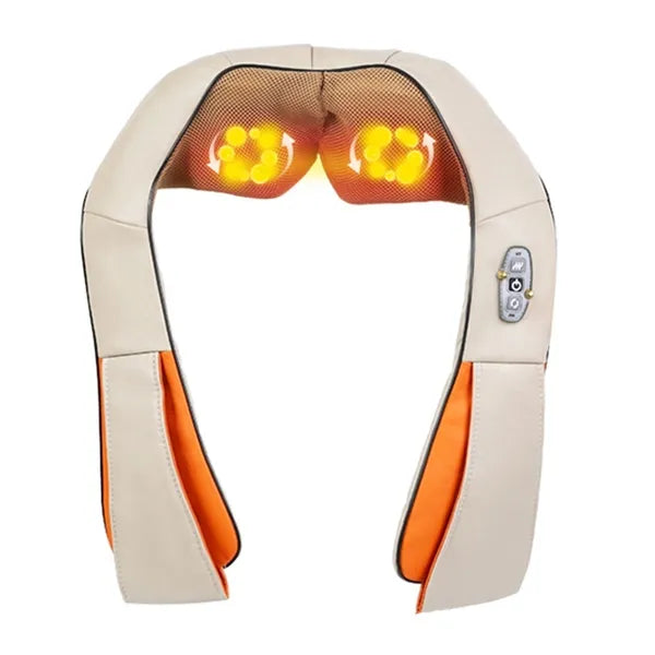 Shiatsu professzionális elektromos nyak- és hátmaszírozó, 12 W, 40cm x 20cm x 17cm, bézs-narancssárga