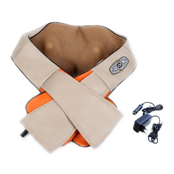 Shiatsu professzionális elektromos nyak- és hátmaszírozó, 12 W, 40cm x 20cm x 17cm, bézs-narancssárga