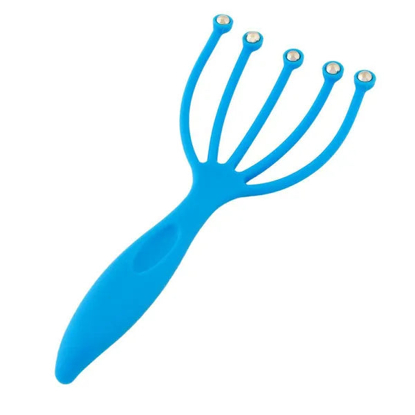 Fejmasszírozó, 5 ujjas acél golyókkal, 19 cm, kék