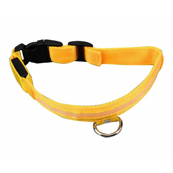 LED világító nyakörv kutyáknak és macskáknak, S (34-42 cm), sárga