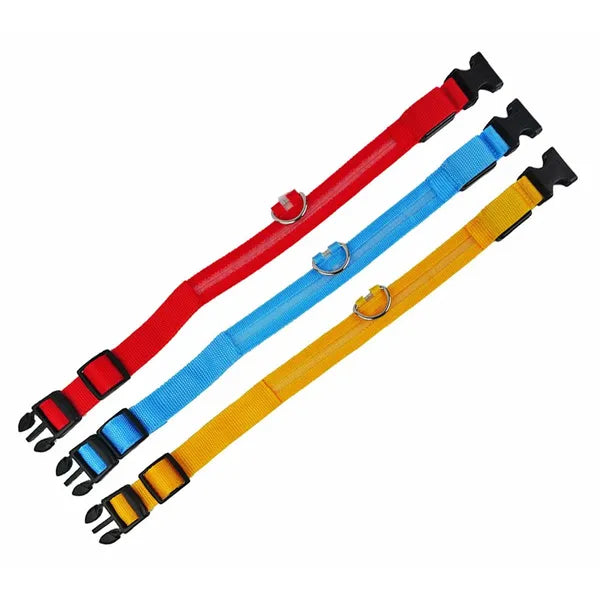 LED világító nyakörv kutyáknak és macskáknak, S (34-42 cm), sárga