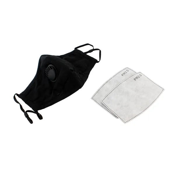 Textil arcmaszk PM2.5 szűrővel és szeleppel, fekete