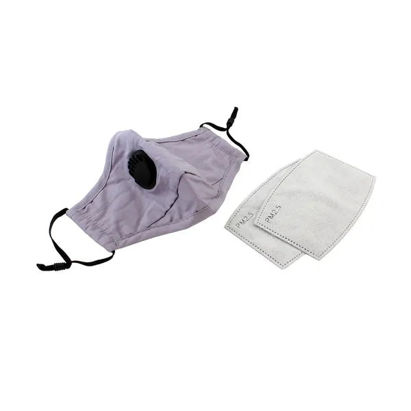 Textil arcvédő maszk PM2.5 szűrővel és szeleppel, szürke-lila