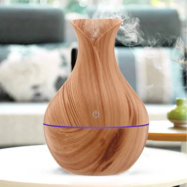 Ultrahangos USB mini párásító, 200 ml, LED éjjeli fény, barna