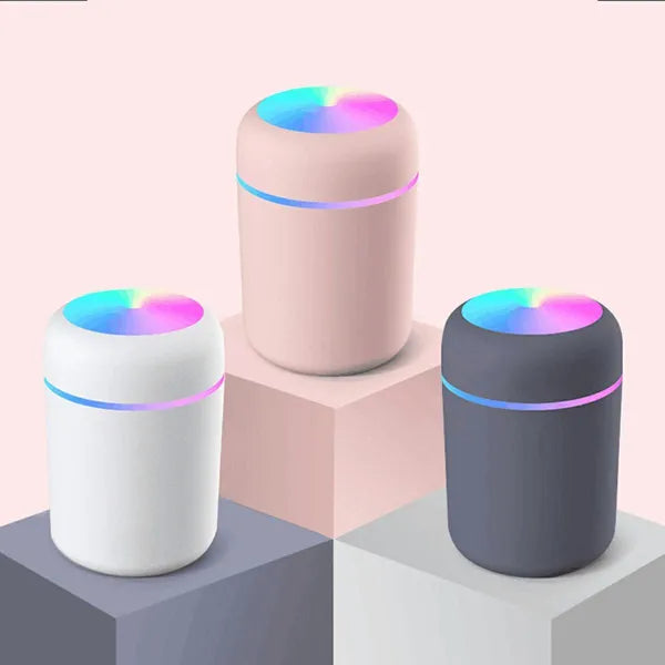 Ultrahangos USB mini párásító LED lámpával, 300 ml, szürke