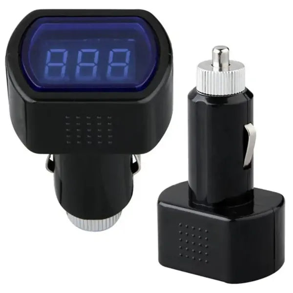 Autós LCD feszültségmérő és USB töltő 12-24V, 2,1A szivargyújtóba