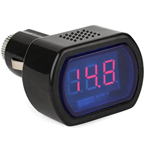 Autós LCD feszültségmérő és USB töltő 12-24V, 2,1A szivargyújtóba