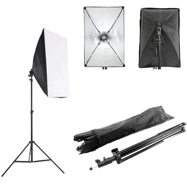 Hordozható 3 az 1-ben fotóstúdió szett softboxszal 60×40 cm, állvány 80-190 cm