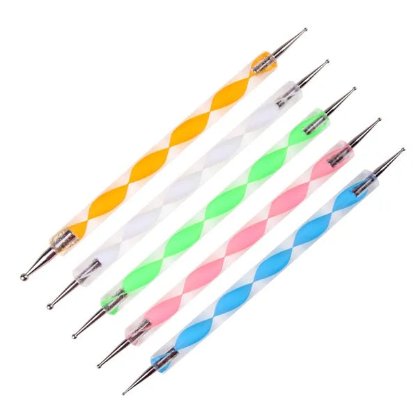 5 db-os kétoldalas körömdíszítő manikűr készlet szonda, 14 cm, színes