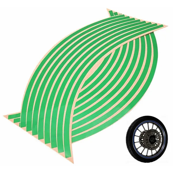 Zöld 8 mm-es fényvisszaverő felni matrica szett, 16–18'' (16 db)