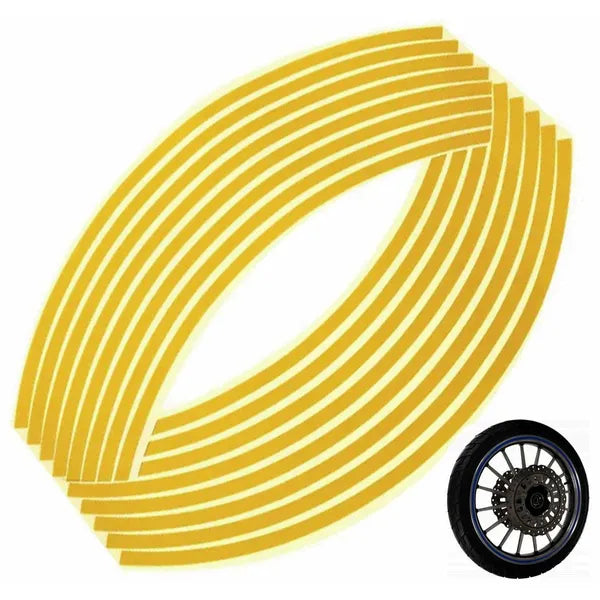 Sárga 16–18'' fényvisszaverő felni matrica szett, 8 mm, 16 db