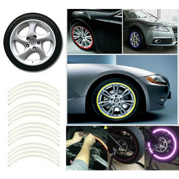 Ezüst fényvisszaverő felni matrica szett autó-/motorkerék felnikre 16-18''