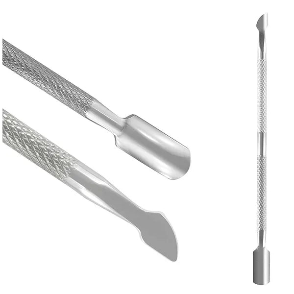 Rozsdamentes acél körömágybőr kaparó, kétoldalas, 13 cm