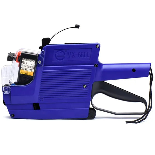 MX-6600 kétsoros árazógép 10×10 karakterhez, 23×16 mm címke, kék