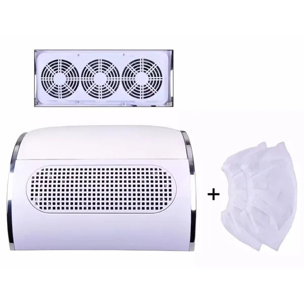Manikűrös porgyűjtő készülék 3 nagy teljesítményű ventilátorral, fehér