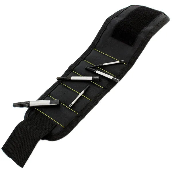 Csavar rögzítő mágneses csuklópánt, 32 cm x 9 cm, fekete