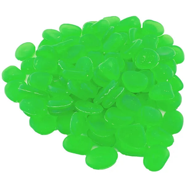 100 db fluoreszkáló zöld kavics 2-3 cm kert és akvárium dekorációhoz
