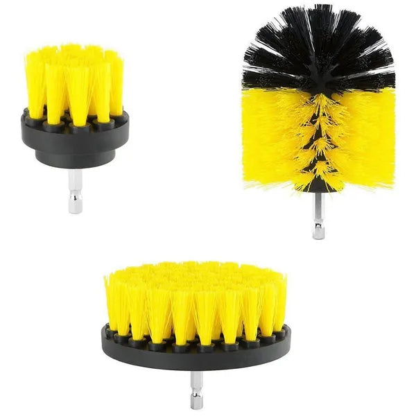 3 részes fúrógép tisztítókefe készlet 1/4'' szárral, nylon sörtével