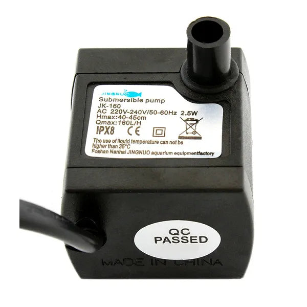 AG80B merülő akvárium levegőztető szivattyú, 160 l/h, 2,5 W, csendes