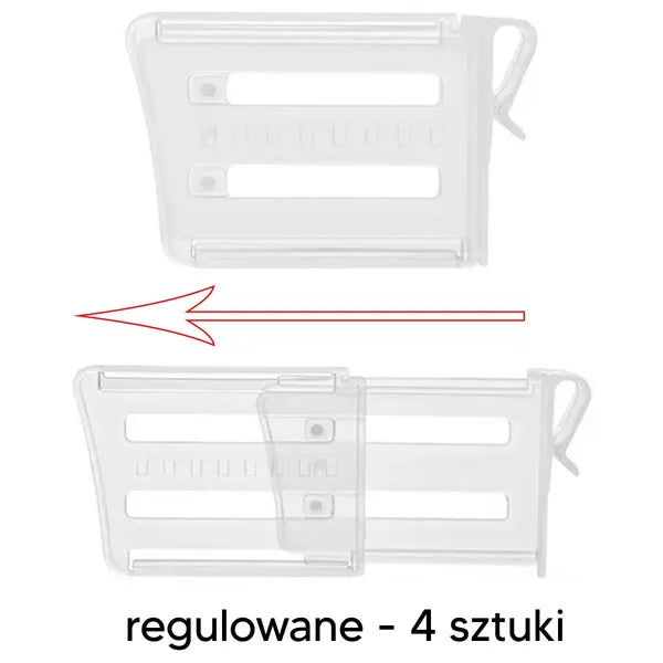Állítható hűtőszekrény fiók elválasztó készlet, 4 db, 8-12 cm, átlátszó