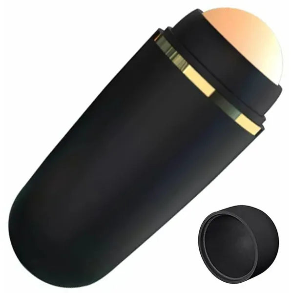 Mattító vulkanikus arckő roller, kompakt, fekete, 7,7 cm