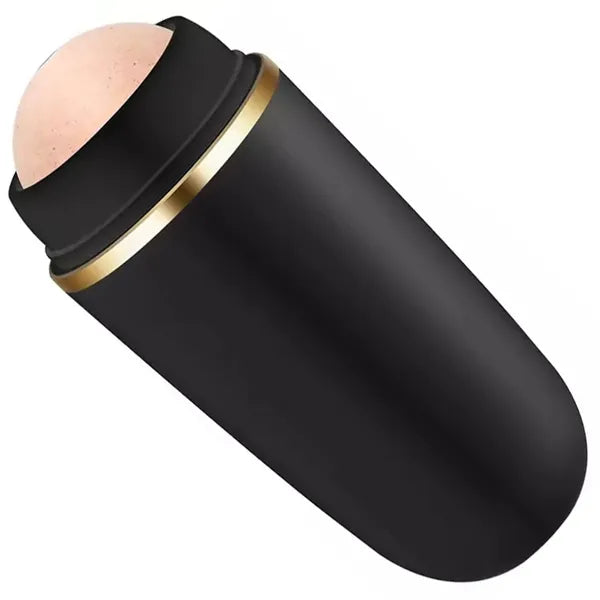 Mattító vulkanikus arckő roller, kompakt, fekete, 7,7 cm
