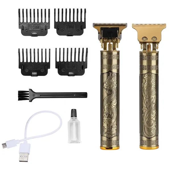 Akkus arany haj- és szakállvágó trimmer, 4 fésűs toldattal (0–4 mm)