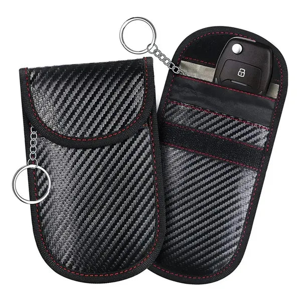 RFID-blokkoló fekete tok autókulcshoz és bankkártyához 13×8 cm