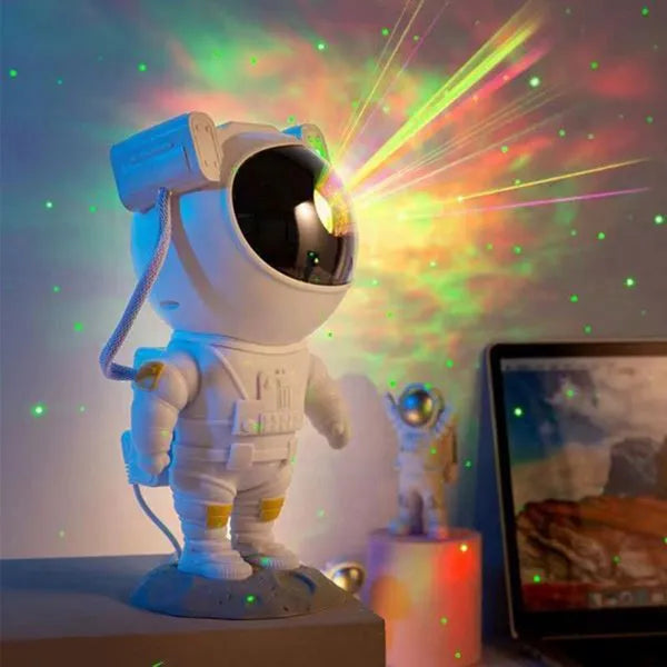 Asztronauta alakú csillag- és galaxia projektor, 360° forgás, 8 mód, IR táv