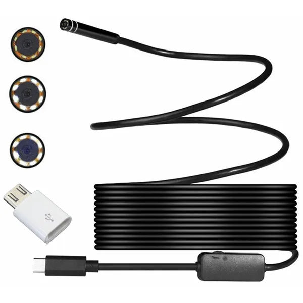 Endoszkóp kamera 5,5 mm, USB-C/USB, 5 m kábel, IP67, 6 LED, Windows/Android