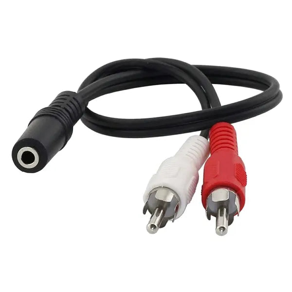 3,5 mm Jack anya – 2× RCA apa audio adapter, aranyozott, 43 cm, fekete