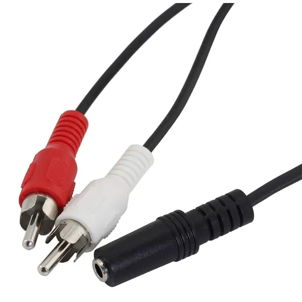 3,5 mm Jack anya – 2× RCA apa audio adapter, aranyozott, 43 cm, fekete