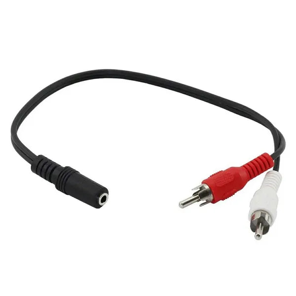 3,5 mm Jack anya – 2× RCA apa audio adapter, aranyozott, 43 cm, fekete