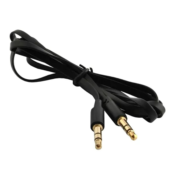 Lapos 3,5 mm jack-jack audiókábel, 1 m, fekete, aranyozott