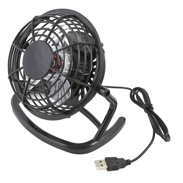 USB asztali álló ventilátor, fekete, 9,6 cm, csendes