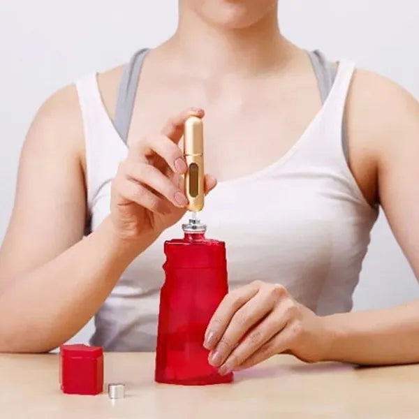 Utazó parfüm utántölthető alumínium atomizer, 5 ml, fekete