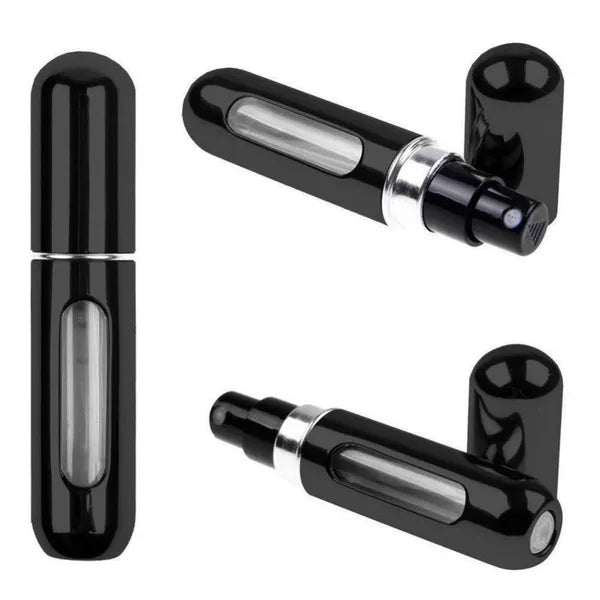Utazó parfüm utántölthető alumínium atomizer, 5 ml, fekete