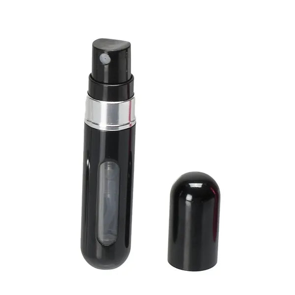 Utazó parfüm utántölthető alumínium atomizer, 5 ml, fekete