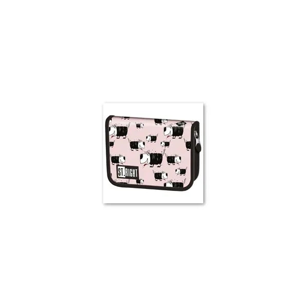 Rózsaszín kétfedeles, egyrekeszes iskolai tolltartó 21×14×3,5 cm