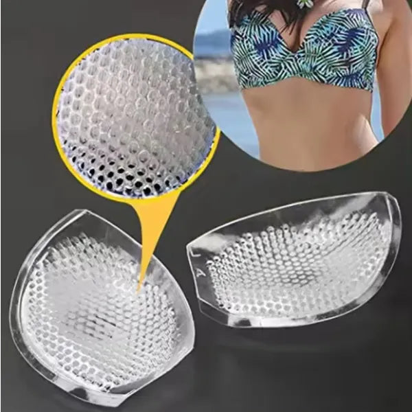Szilikon push-up melltartó betét, vízálló, perforált, átlátszó, 1 pár