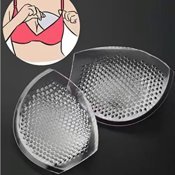 Szilikon push-up melltartó betét, vízálló, perforált, átlátszó, 1 pár