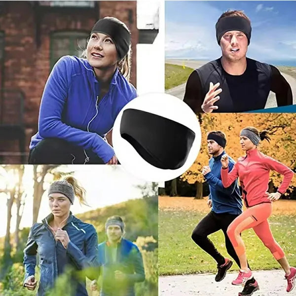 Fekete polár fejpánt fülvédő, univerzális méret sporthoz