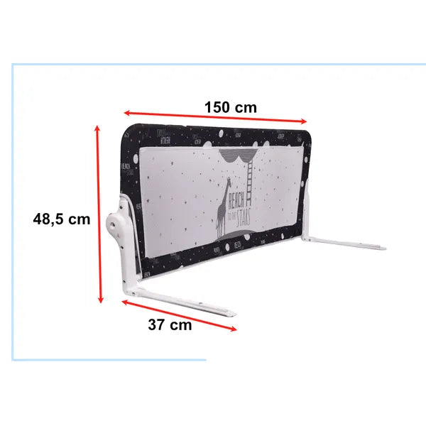 Nyitható leesésgátló ágykorlát 150 cm, fekete