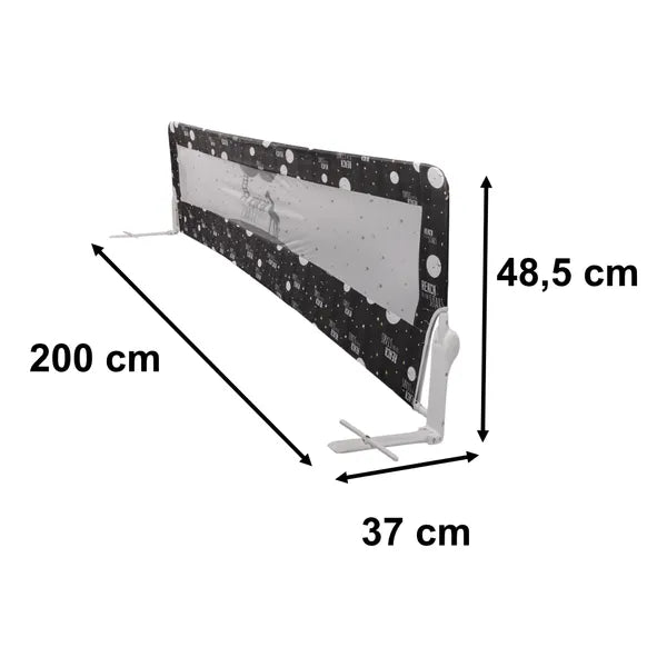 Lehajtható leesésgátló ágyhoz, 200 cm, fekete