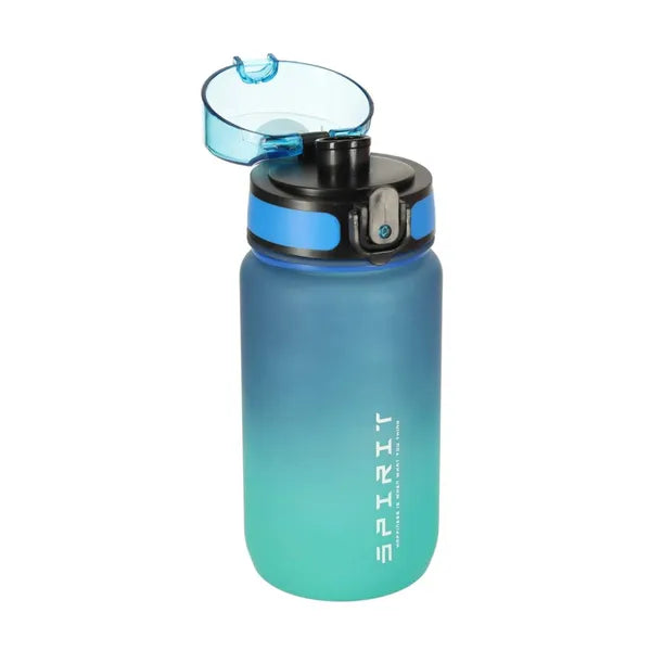 Sport kulacs szívószállal, csuklópánttal, 600 ml, kék-zöld