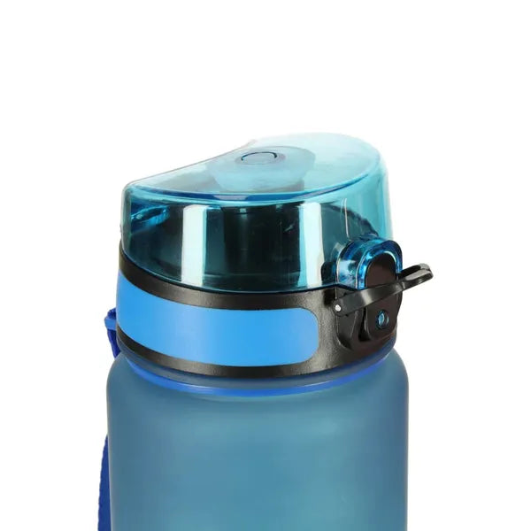 Sport kulacs szívószállal, csuklópánttal, 600 ml, kék-zöld