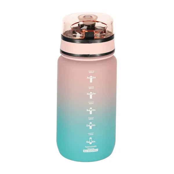 Sport kulacs szívószállal, füles, 600 ml, rózsaszín-kék